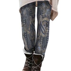 Blue Silver Paisley Leggings
